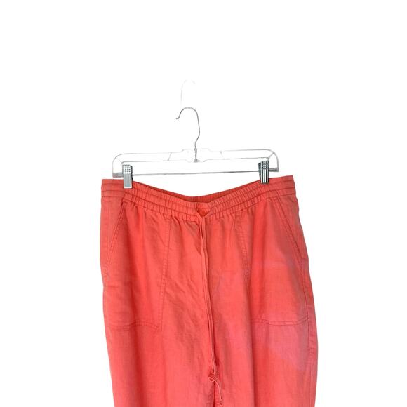 J.Crew New Seaside Pant Pink Pull On Linen Blend Relaxed Straight Leg Large - Picture 6 of 12